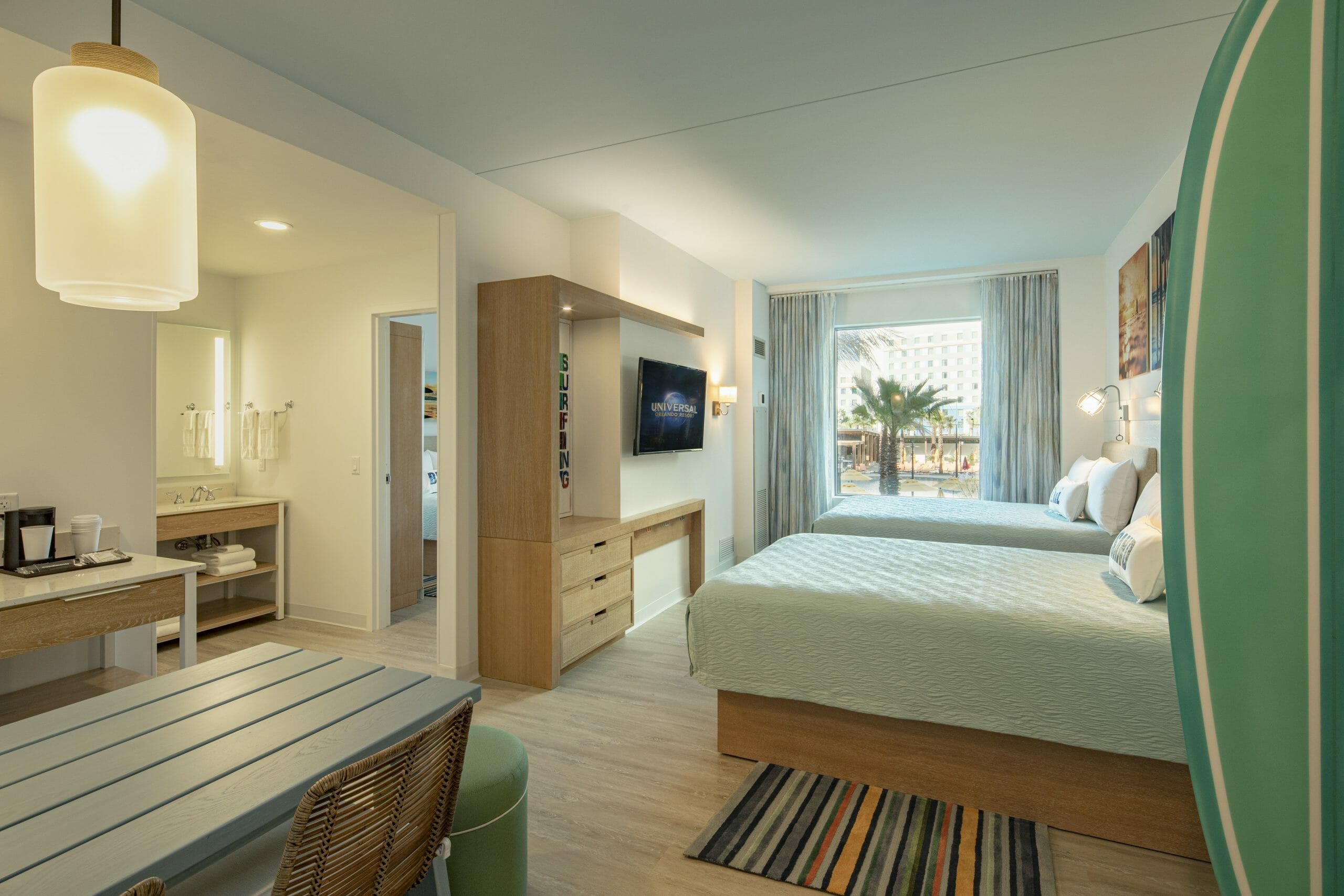 Imagem do quarto do novo hotel Dockside Inn da Universal